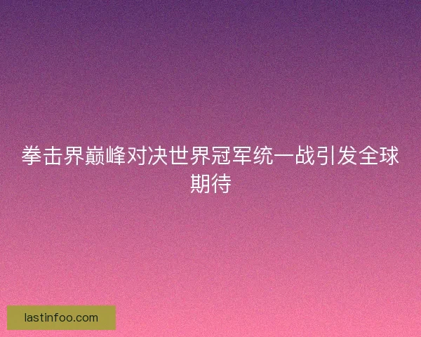 拳击界巅峰对决世界冠军统一战引发全球期待